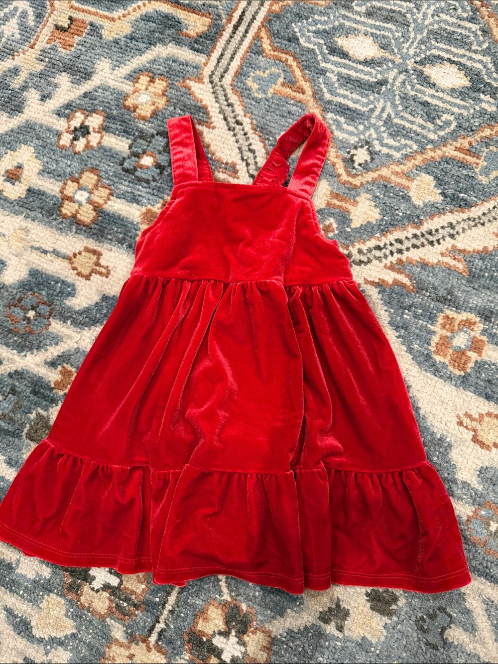 Cat & Jack Red Velvet Dress with Ruffled Straps